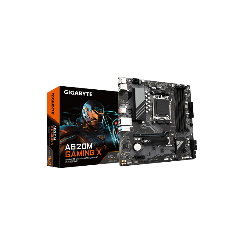 PLACA GIGABYTE A620M GAMING XAMDAM5A6204DDR5192GBVGAHDMIGBLAN4SATA31XM26USB32MATX