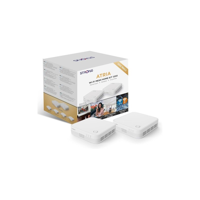 Strong WI FI MESH HOME KIT 1200 sistema Wi Fi Mesh Wi Fi en malla Doble banda 24 GHz 5 GHz Wi Fi 5 80211ac Blanco 3 Interno