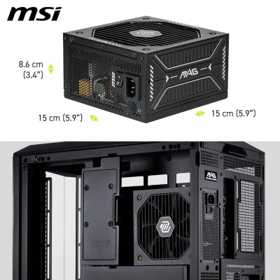 FUENTE ALIMENTACION MSI MAG A750GLS PCIE5PSU750W80 PLUS GOLDMODULAR120MMACTIVE PFCPCI E 50 16 PINX1PCI E 62 PINX4SATA 15 PINX5