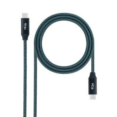 Nanocable Cable USB 32 Gen2x2 20Gbps 5A 100W 4K 60Hz USB C M USB C M Gris Negro 1 m
