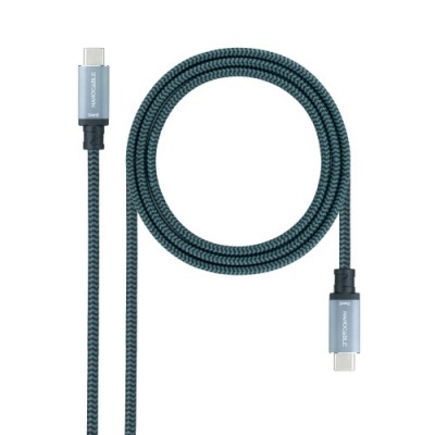 Nanocable Cable USB 32 Gen2x2 20Gbps 5A 100W 4K 60Hz USB C M USB C M Gris Negro 3 m