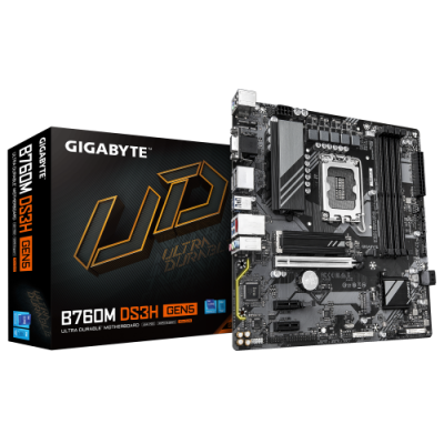 GIGABYTE B760M DS3H GEN5 Placa Base Compatible con CPUs Intel Core 14ª generacion VRM digital de 621 fases hasta 5600 MHz DDR5 