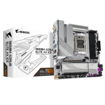 GIGABYTE B650M AORUS ELITE AX ICE Placa base AMD Ryzen serie 9000 VRM de 1222 fases hasta 8000 MHz DDR5 OC 1xPCIe 50 1xPCIe 40 