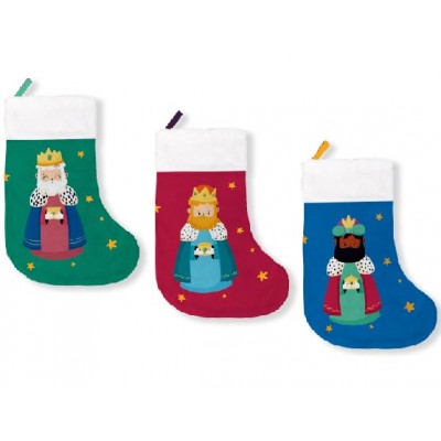 PACK 3 CALCETINES DECORATIVOS REYES MAGOS VERDE ROJO Y AZUL BISMARK 332889