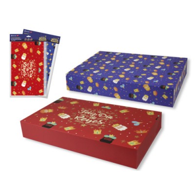 CAJA PLEGABLE REYES MAGOS 43x26x65 CM COLORES SURTIDOS BISMARK 333604