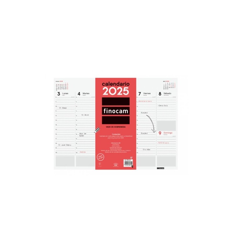 VADE 2025 ENCOLADO SEMANA VISTA VERTICAL 420X310MM FINOCAM 780240025