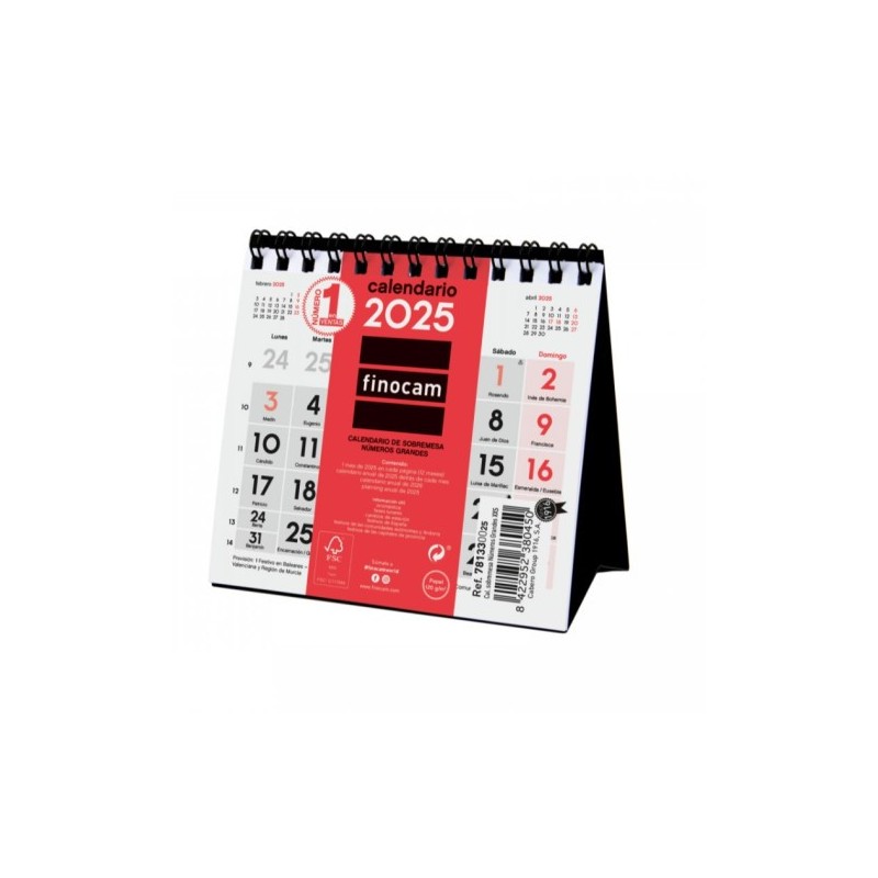 CALENDARIO 2025 SOBREMESA NEUTRO NUMEROS GRANDES XXS 110X100MM FINOCAM 781330025