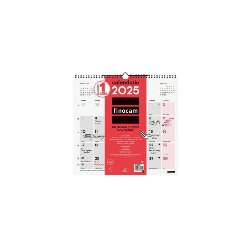 CALENDARIO 2025 NEUTRO PARED ESCRIBIR L 340X320MM FINOCAM 780070025