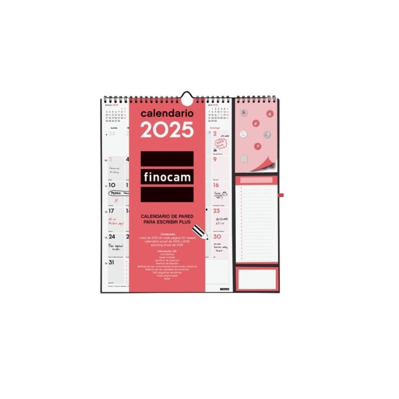 CALENDARIO 2025 NEUTRO PARED PLUS ESCRIBIR 215X325MM FINOCAM 782120025