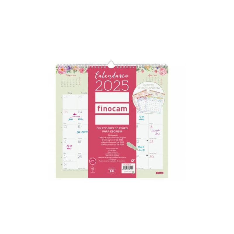 CALENDARIO 2025 PARED TRENDY DESIGN ESCRIBIR 300x300MM FINOCAM 787530125