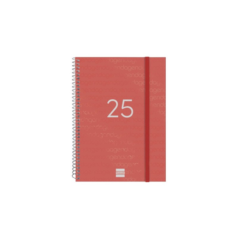 AGENDA 2025 BASIC YEAR E10 155X212MM SEMANA VISTA HORIZONTAL ROJO FINOCAM 741453025