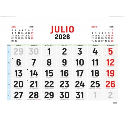 CALENDARIO 2026 PARED HORIZONTAL DOBLE CARA CASTELLANO INGRAF 333427
