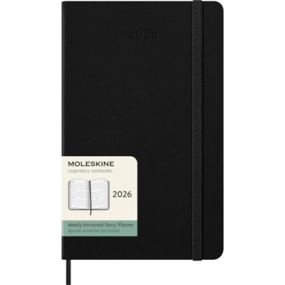 AGENDA 2026 TAPA DURA 12 MESES SEMANAL HORIZONTAL L 13 X 21 CM NEGRA MOLESKINE DHB12WH3Y26