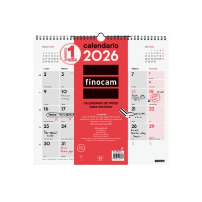 CALENDARIO 2026 NEUTRO PARED ESCRIBIR L 340X320MM FINOCAM 780070026