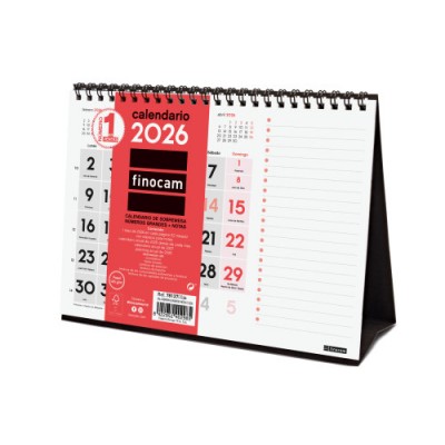 CALENDARIO 2026 SOBREMESA NEUTRO NUMEROS GRANDESNOTAS S 210X150MM FINOCAM 781370026
