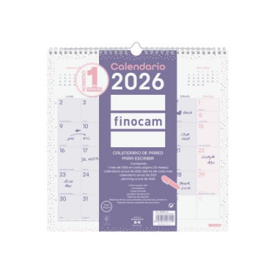 CALENDARIO 2026 PARED TRENDY CHIC ESCRIBIR 300X300MM MORADO FINOCAM 787002726