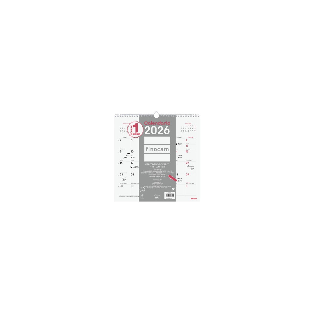 CALENDARIO 2026 PARED TRENDY CHIC ESCRIBIR 300X300MM BLANCO FINOCAM 787007326