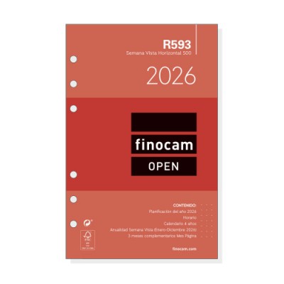 RECAMBIO ANUAL 2026 R593 OPEN500 117X181MM SEMANA VISTA HORIZONTAL FINOCAM 711580026