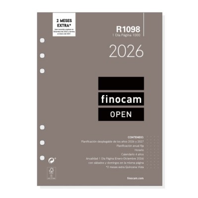 RECAMBIO ANUAL 2026 R1098 OPEN1000 155X215MM DIA PAGINA FINOCAM 711680026
