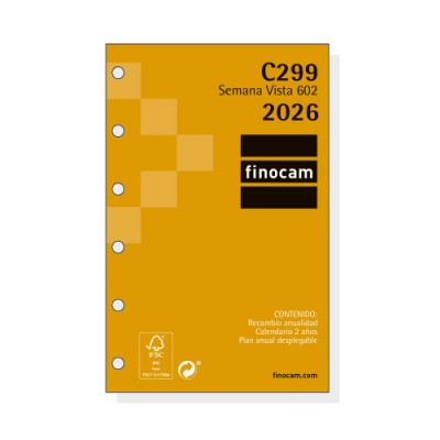 RECAMBIO ANUAL 2026 C299 CLASSIC602 73X114MM SEMANA VISTA HORIZONTAL FINOCAM 201240026