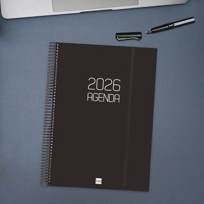 AGENDA 2026 BASIC OPAQUE E40 210X297MM DIA PAGINA NEGRO FINOCAM 742926026