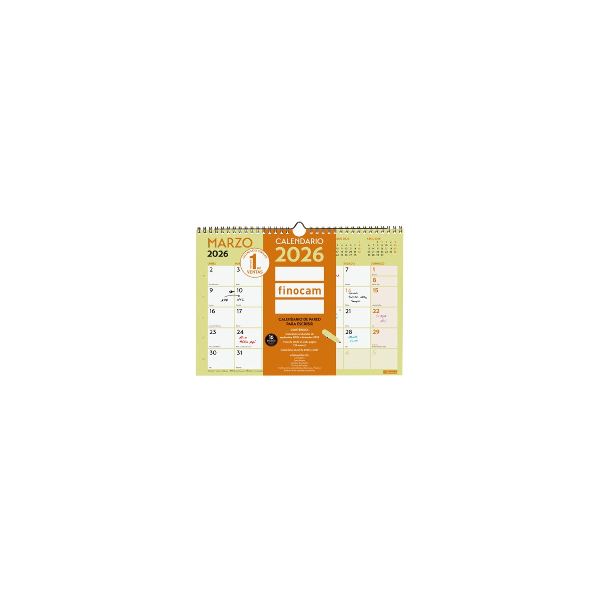 CALENDARIO 2026 NEUTRO PARED ESCRIBIR GRAFIK A4 210X297MM FINOCAM 787220126