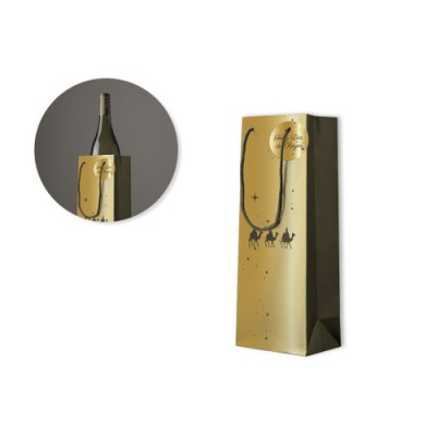 BOLSA BOTELLA DORADA REYES MAGOS 12X337X10 CM BISMARK 333674