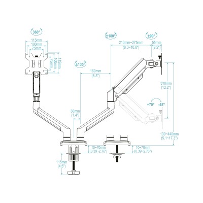 TooQ DB1434TNR W soporte para monitor 864 cm 34 Escritorio Blanco