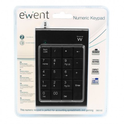 Ewent EW3102 teclado numerico USB PC servidor Negro