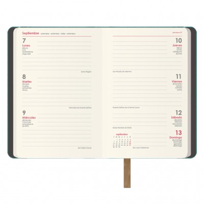 AGENDA 2026 MANHATAN SEMANA VISTA BOLSILLO 85 X 13 CM COLOR VERDE DOHE 12873 26