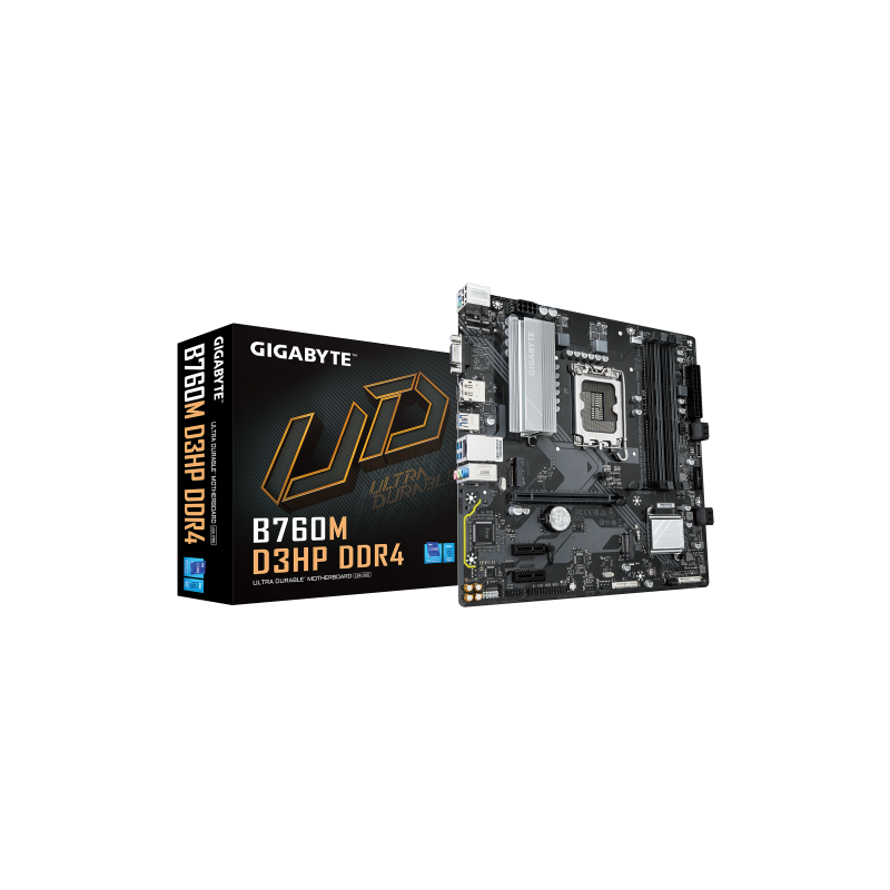 GIGABYTE B760M D3HP DDR4 Compatible con CPUs Intel Core de 14ª generacion VRM Digital 411 fases hasta 5333MHz DDR4 OC 2xPCIe 40