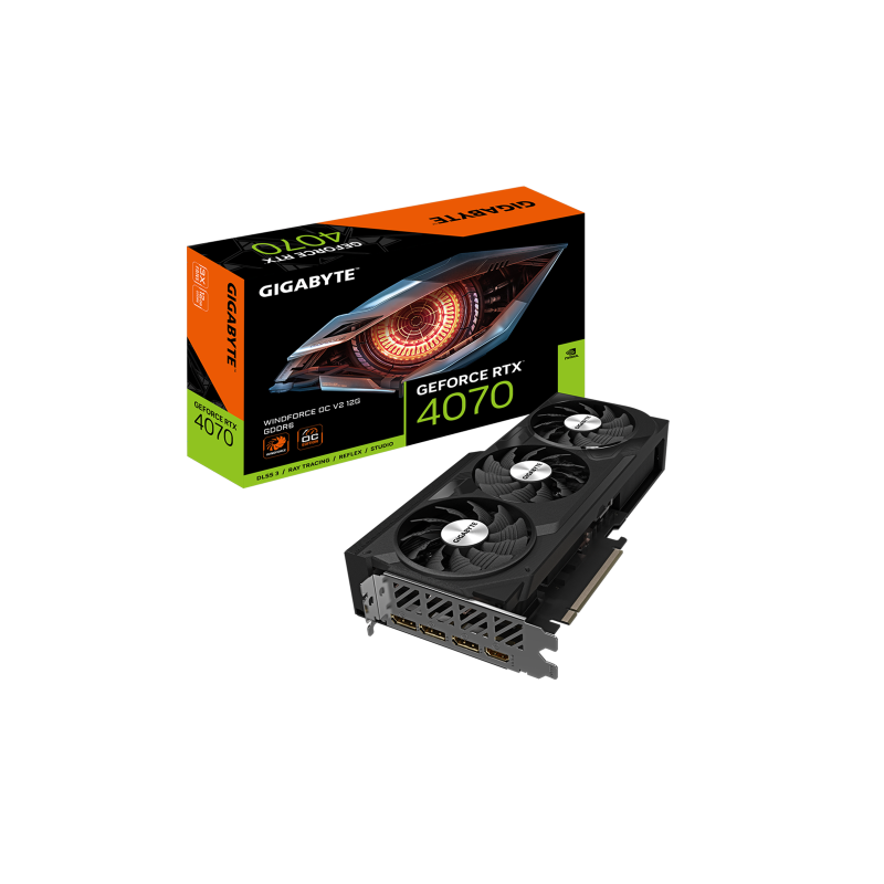 VGA GIGABYTE GV N4070WF3OCV2 12GDNVRTX4070GDDR6X12GB192BITHDMI3DPWINDFORCE 3X 3 VENTILADORES