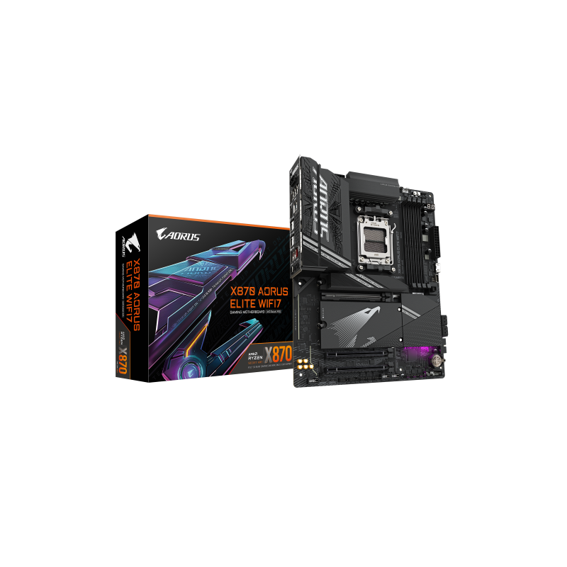 GIGABYTE Placa base X870 A ELITE WIFI7 Compatible con CPUs AMD Ryzen 9000 VRM de 1622 fases hasta 8000MHz DDR5 OC 4xPCIe 50 4xM
