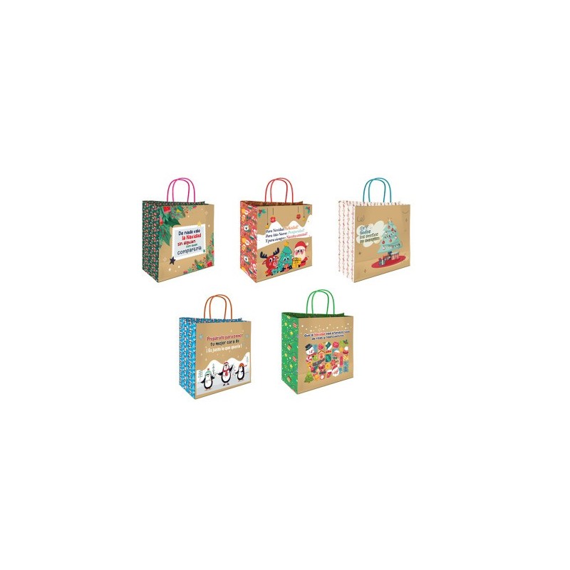 BOLSA KRAFT NAVIDAD MENSAJES BISMARK 331662