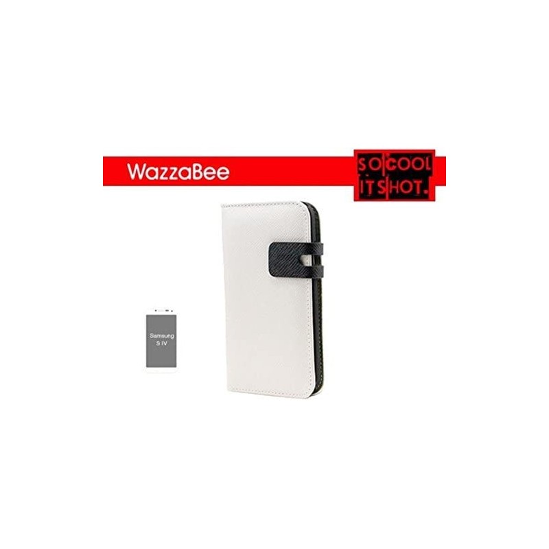 FUNDA WAZZABEE PARA SAMSUNG S IV POLIPIEL MARCO INT PLASTICOCIERRE MAGNETICOBLANCO WB S4 WP WH