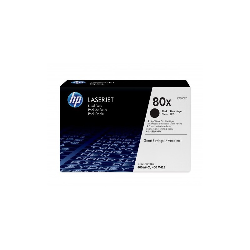 HP 80X PACK 2 TONER NEGRO ALTA CAPACIDAD HP80X CF280XD