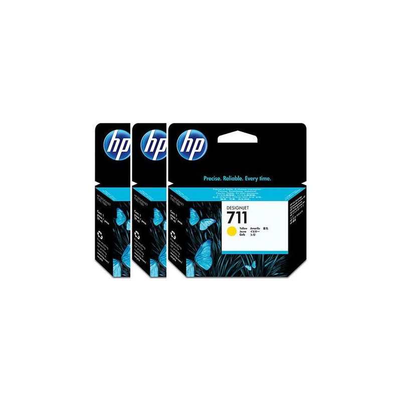 HP Pack de ahorro de 3 cartuchos de tinta DesignJet 711 amarillo de 29 ml