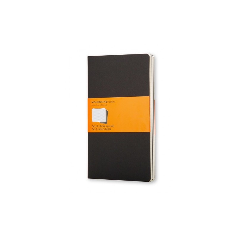 SET DE 3 LIBRETAS CAHIER NEGRAS L 13X21CM RAYAS MOLESKINE QP316