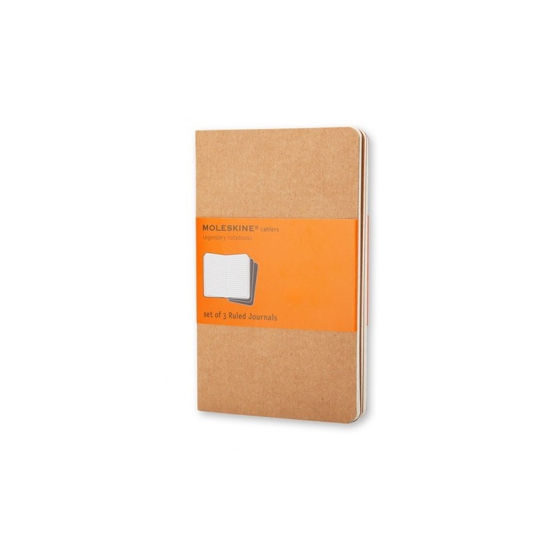 SET DE 3 LIBRETAS CAHIER MARRoN KRAFT P 9X14CM RAYAS MOLESKINE QP411