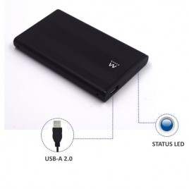 Ewent EW7041 caja para disco duro externo Aluminio Negro 25 USB con suministro de corriente