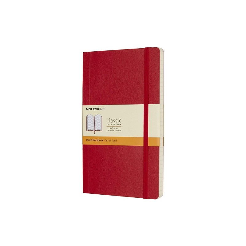 LIBRETA CLASICA TAPA BLANDA ROJO ESCARLATA L 13X21CM RAYADA MOLESKINE QP616F2