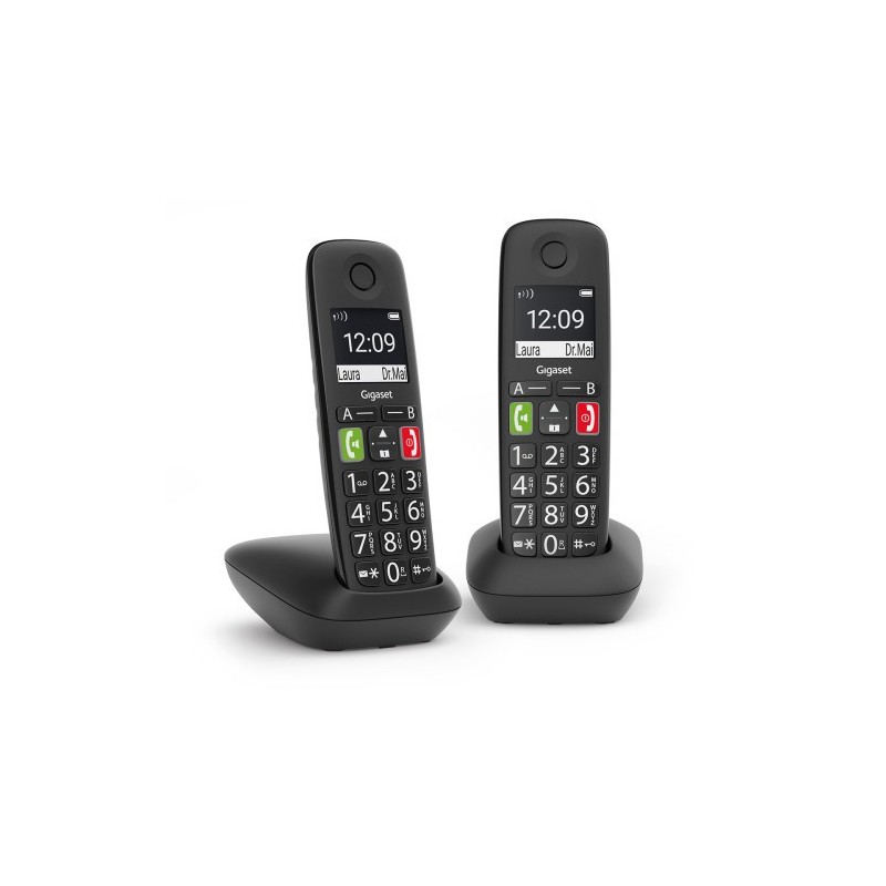 Gigaset E290 Duo Telefono DECT analogico Identificador de llamadas Negro