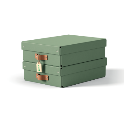 PACK 2 CAJAS DE ALMACENAMIENTO CARToN MEDIANA BAJA COLOR VERDE LEITZ 61480050