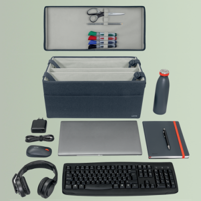 BOLSA DE TRABAJO PARA HOT DESKING DE TELA CON TAPA COLOR GRIS LEITZ 67230089