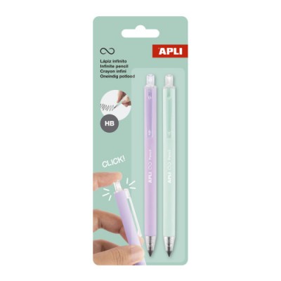 PACK 2 LAPICES RETRACTIL INFINITO LILA VERDE APLI 20065