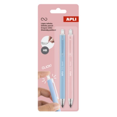 PACK 2 LAPICES RETRACTIL INFINITO AZUL ROSA APLI 20066