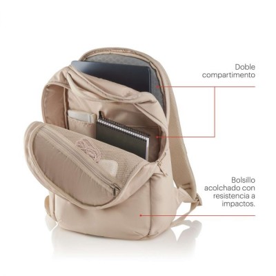 MOCHILA MEDIANA COLOR BEIGE BAG TO WORK MIQUELRIUS MR19564