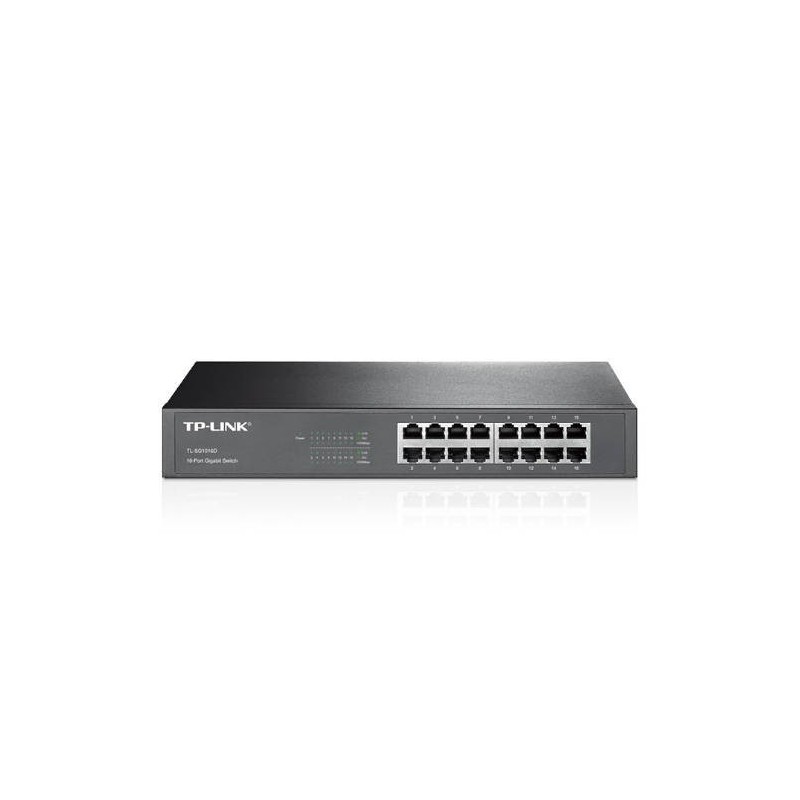 SWITCH CON BASE DE MONTAJE TP LINK DE ESCRITORIO DE 16 PUERTOS GIGABIT