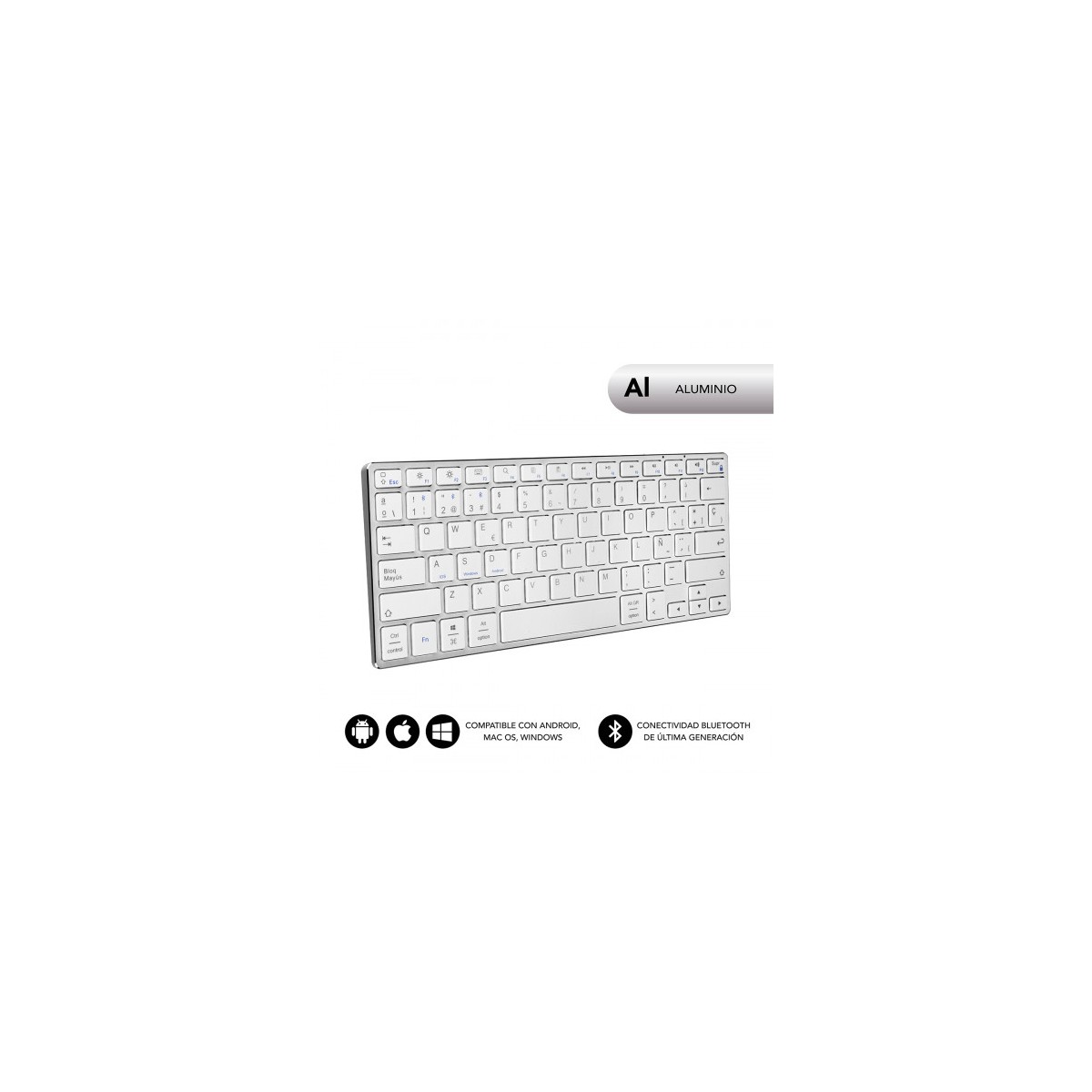 SUBBLIM Teclado Wireless Bluetooth Aluminio Advance Compact Silver