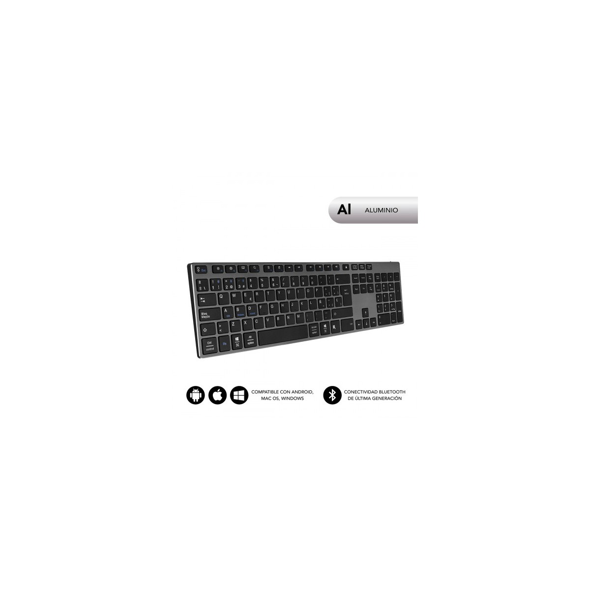 SUBBLIM Teclado Wireless Bluetooth Aluminio Advance Extended Grey